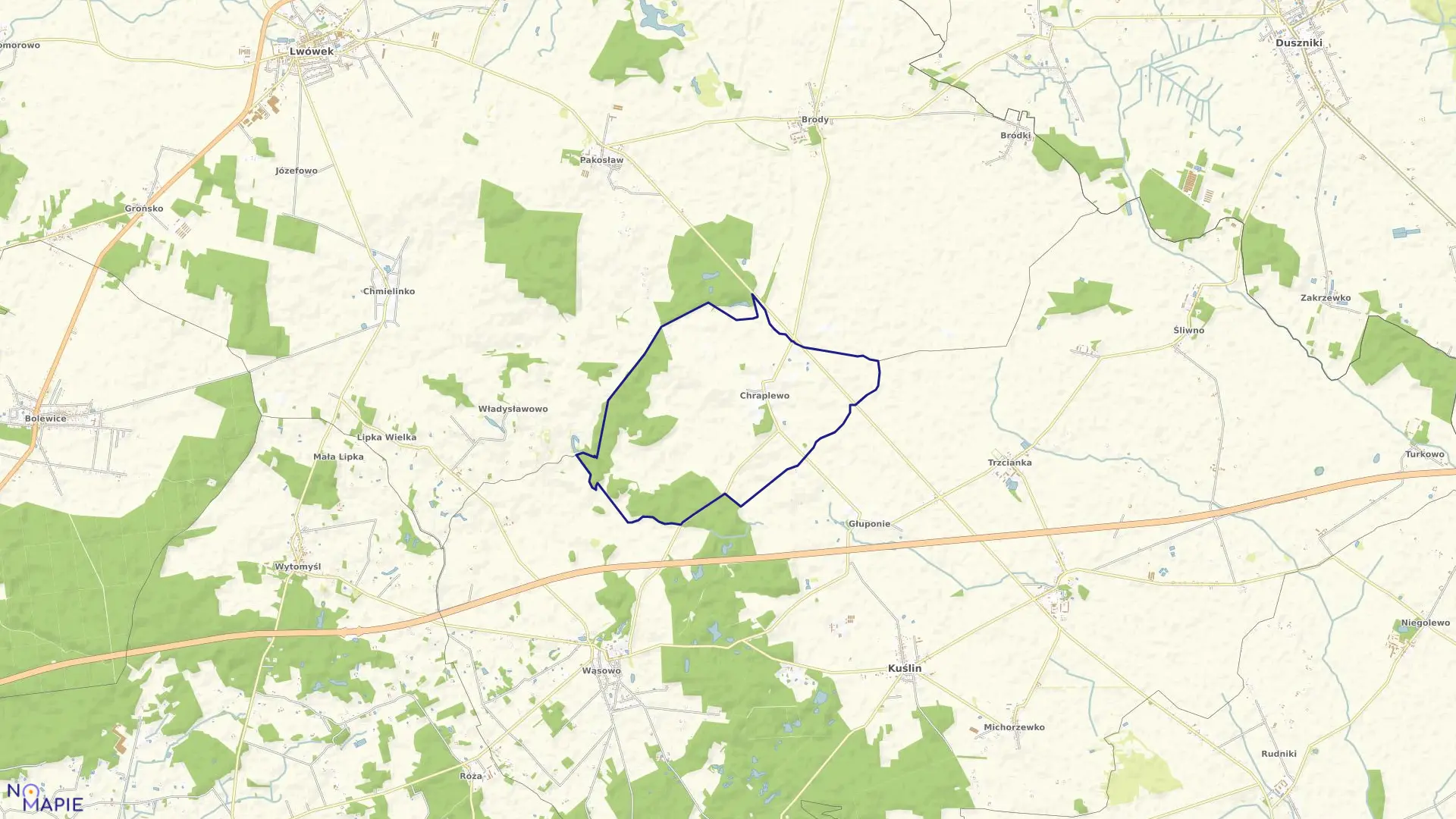 Mapa obrębu CHRAPLEWO w gminie Kuślin